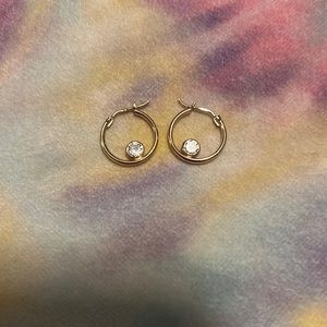 Ladies 10K Yellow Gold Cubic Zirconia Hoop Earrings